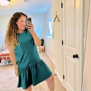 J. Crew Emerald Green Sleeveless Mini Dress Black Bow Back 4